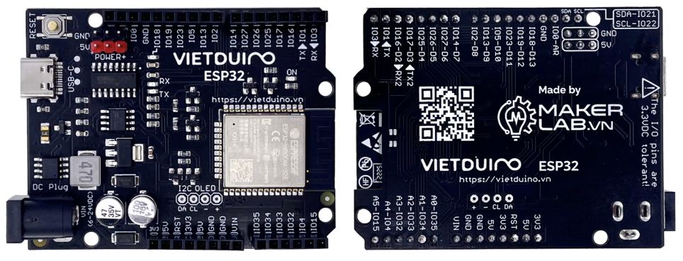 Vietduino Wifi BLE ESP32 Front and Back