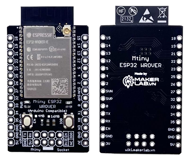 Mtiny ESP32 WROVER-IE Front and Back