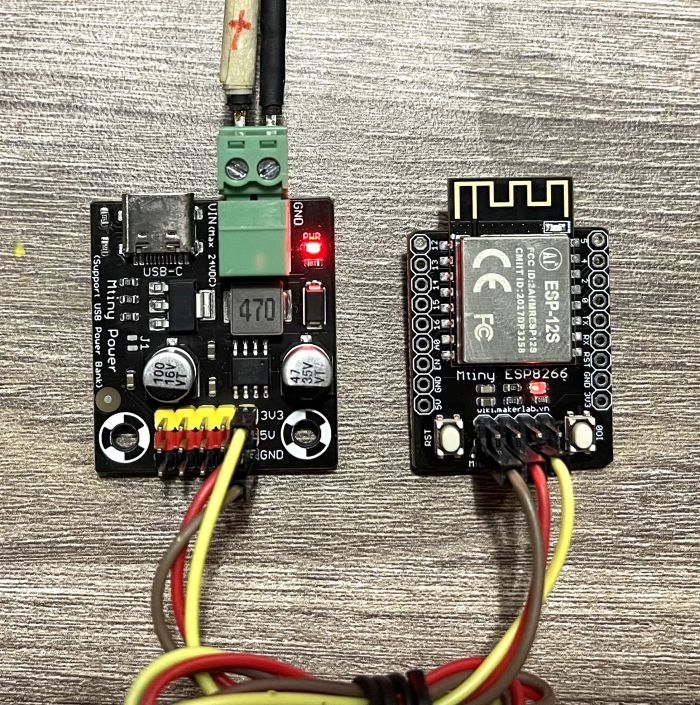 Connect Mtiny ESP8266 ESP-12S with Mtiny Power Module